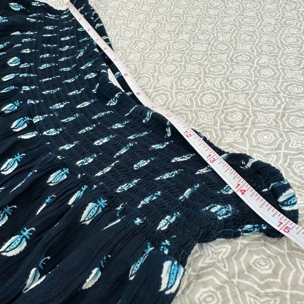 NEW! BILA Nola Tiered Maxi Skirt Boho Indian Block Print Blue Paisley Size L